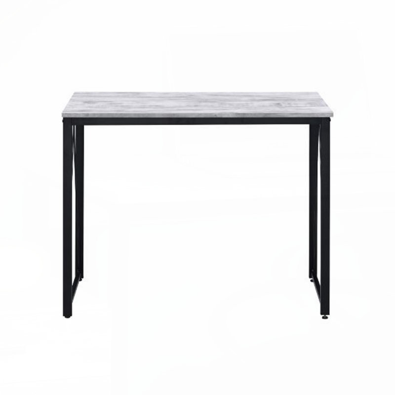 Bureau d'écriture rectangulaire avec base en métal, H 28 po x l 35 po x P 18 po, Blanc antique