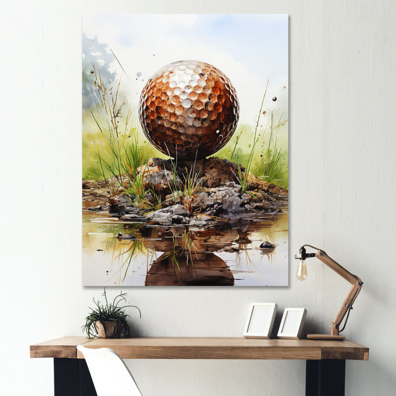 Minimalisme Golf Ball II - art mural toile de golf, H 40 po x l 30 po x P 1,5 po, Toile tendue