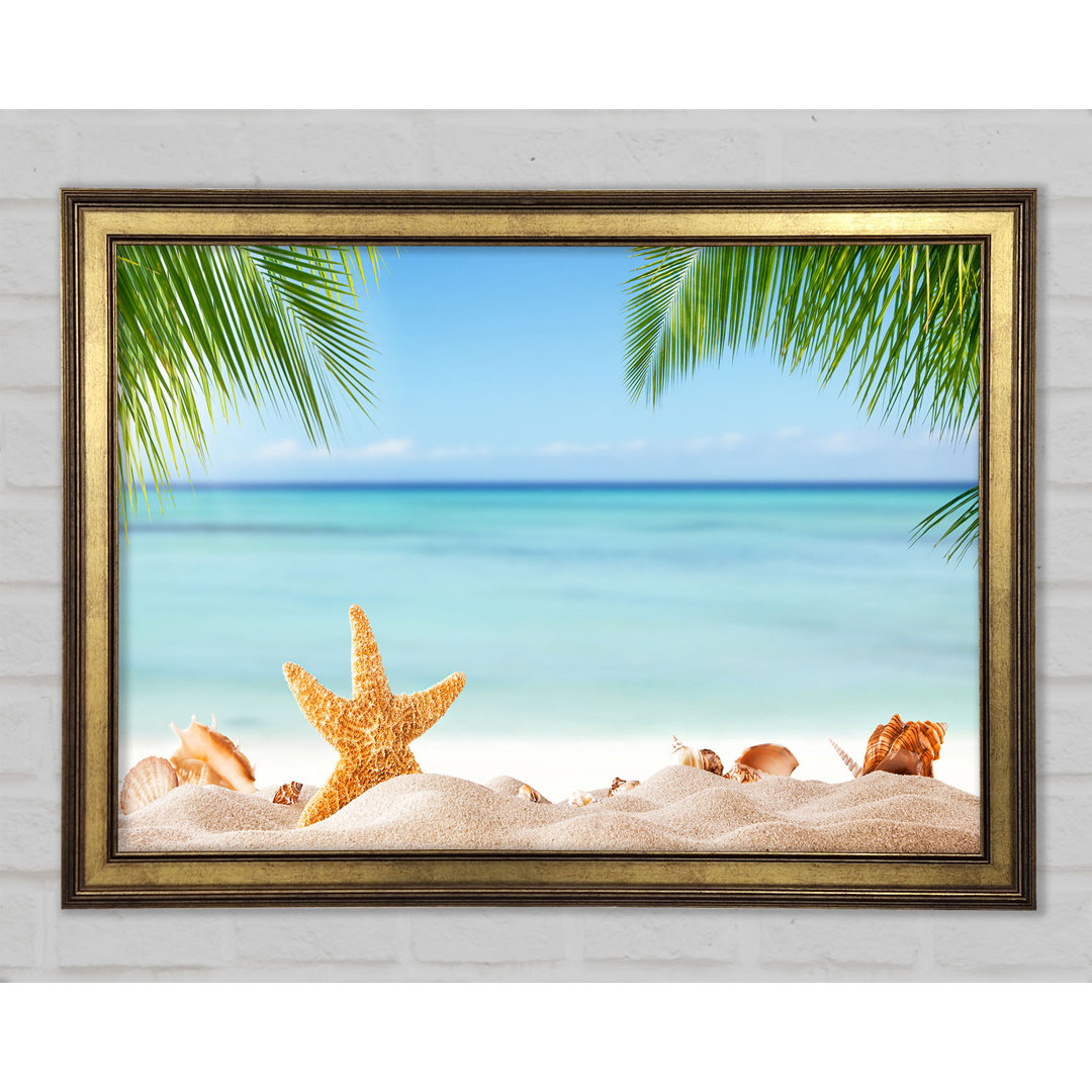 Gerahmtes Leinwandbild Starfish On The Beach Scene