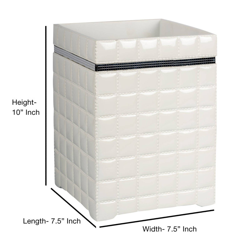 Poubelle en résine Oneita | 7 pte | Blanc | Poubelle compacte pour salle de bain, chambre à coucher, bureau, Blanc