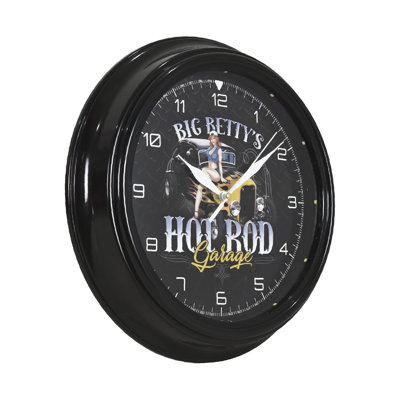 Horloge murale DEL Big Betty's Hot Rod Garage Pinup Girl - Ratrod Decor 12 "