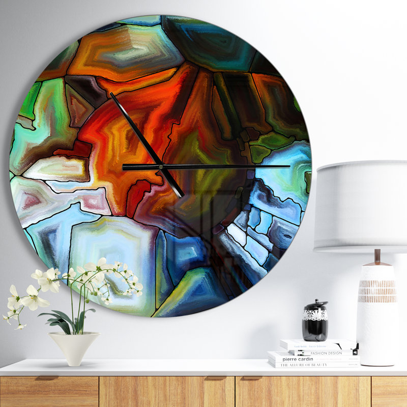 Abstrait vitrail - horloge murale moderne, Moyen