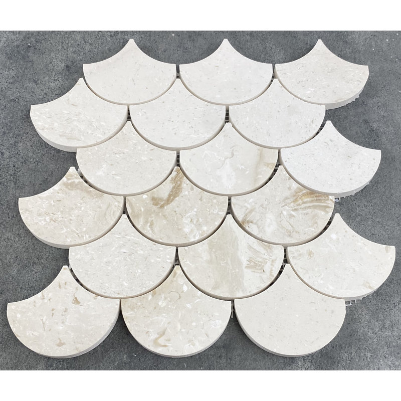 Carreau de mosaïque en travertin 3 po x 3 po Shellstone