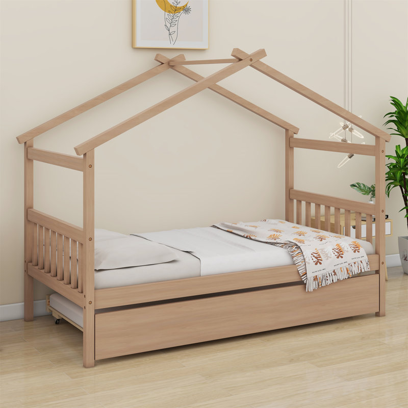 Lit en bois avec couchette, Naturel