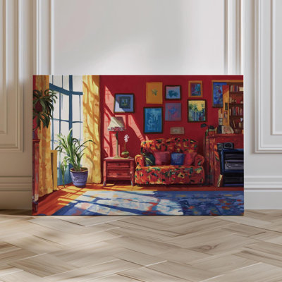 The Red Studio Art Print - reproduction abstraite de peinture à l'huile abstraite, décoration murale moderne Mid-Century pour le salon ou la galerie