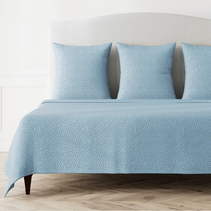 Bubble Matelasse Coverlet, White, King Coverlet + 3 Euro Shams