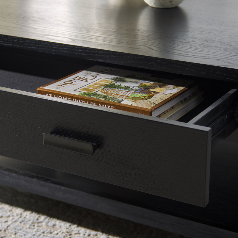 Jaylessa Wood 1 Drawer Coffee Table, Black
