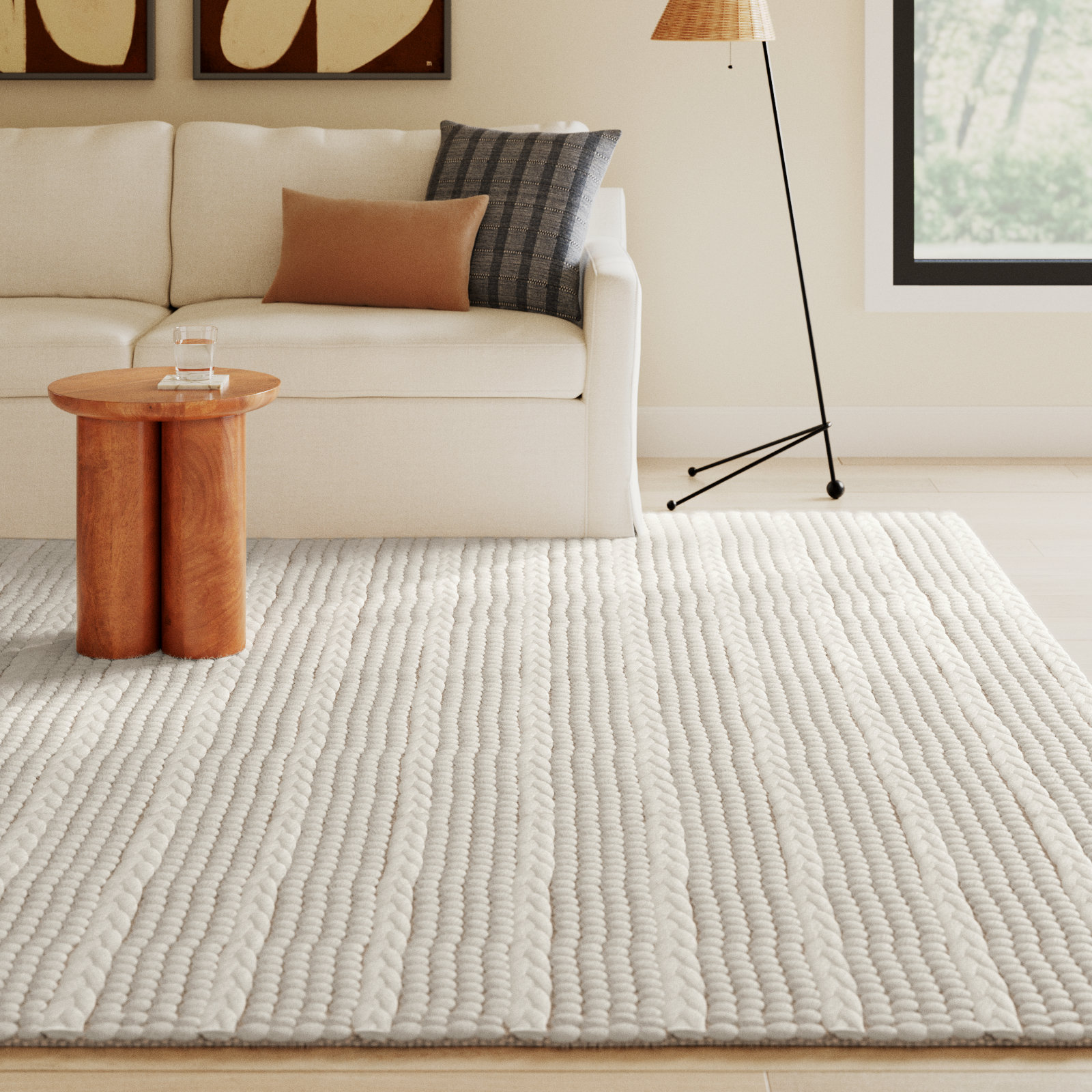 Sestina Ivory Handmade Flatweave Rug, Rectangle 10' x 14'
