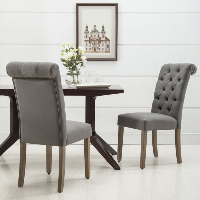Jocelyn Ash Gray Tufted Parson-Style Side Chair Set