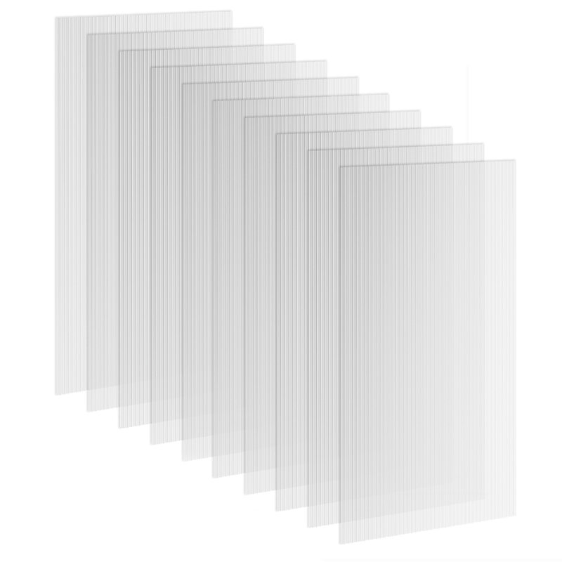 10 Pack Polycarbonate Greenhouse Panels, 47.2" x 23.6" x 0.2" Twin-Wall Polycarbonate Panels, UV Protected Sheet for DIY Projects, Plastic Sheets, Clear