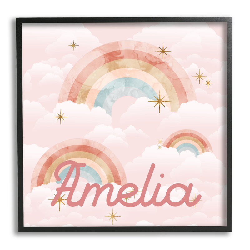 Pastel Rainbows in cmw-064, art mural personnalisé, Oui, Giclée encadrée noir minuit, H 17 po x l 17 po
