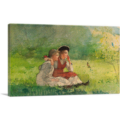 «Listening to the Birds 1879» par Winslow Homer, reproduction d'art sur toile tendue