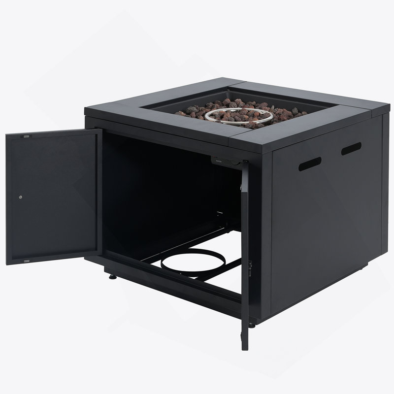 Table carrée en métal pour foyer extérieur
