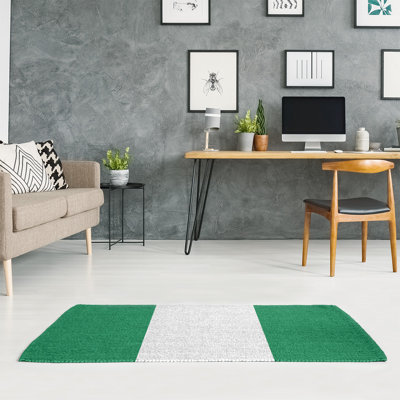 Tapis à rayures vert/blanc