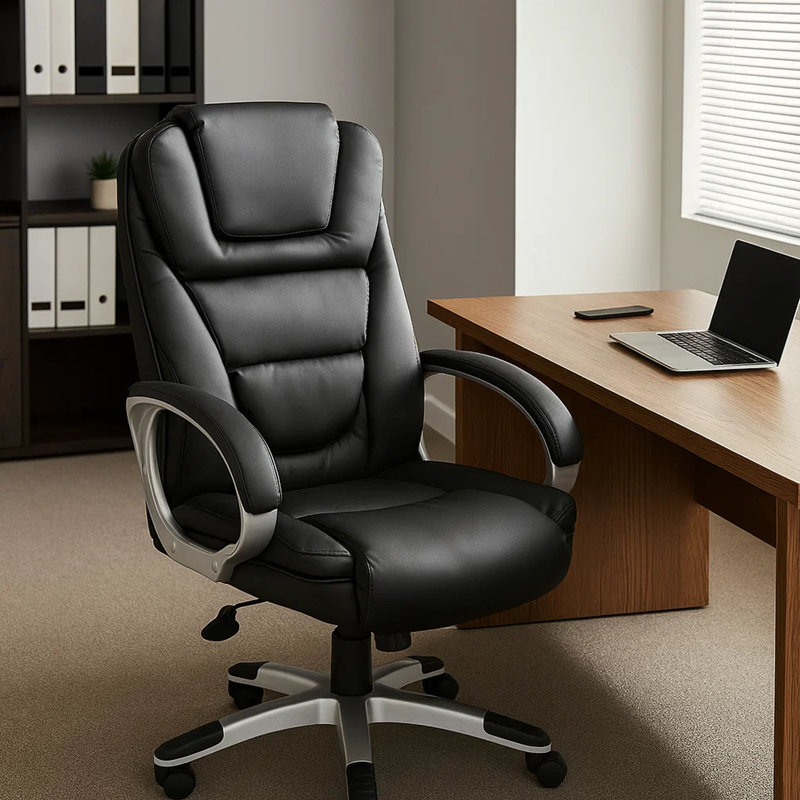 Fauteuil de direction pivotant avec siège en cascade Ziko, similicuir noir