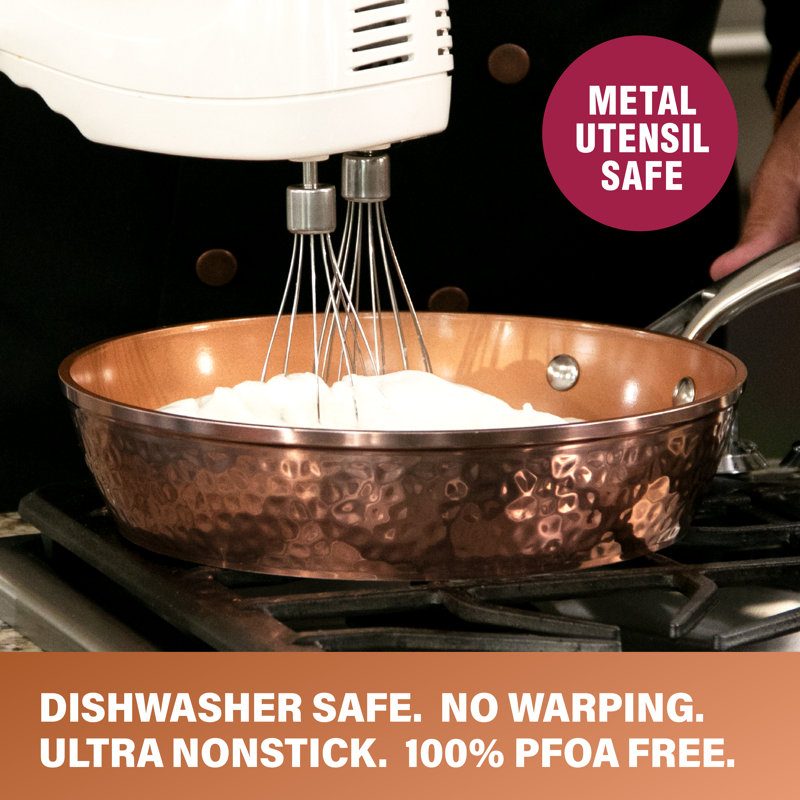 Hammered Copper 12'' Nonstick Aluminum Fry Pan