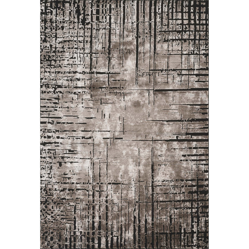 Denelda Living Room Area Rug Metallic Sheen Modern Nexus Design Mocha, Rectangle 200 x 290 cm