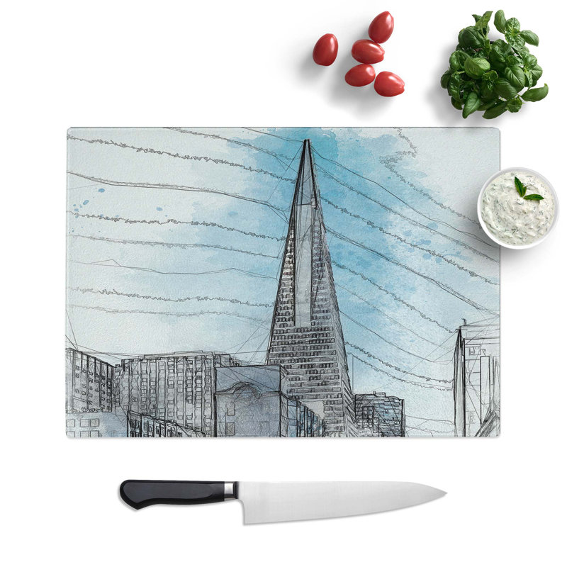 Tempered Glass Transamerica Pyramid in San Francisco in Abstract Chopping Board, 28.5 cm W x 20 cm L