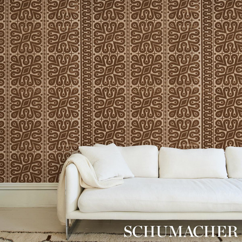 Schumacher x Celerie Kemble Borneo Grasscloth Wallpaper, Brown