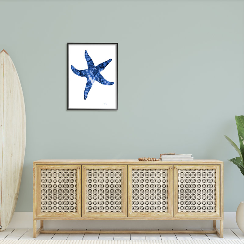 Décontracté, étoile de mer, plage, océan, Giclée encadrée noir minuit, H 30 po x l 24 po x P 1,5 po