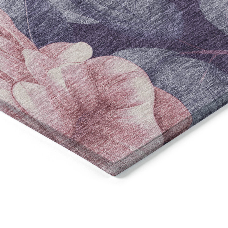 Machine Washable Indoor/Outdoor Claudian ACN1564 Pink 5' x 7'6" Rug, Rectangle 5' x 7'6"