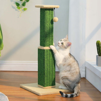 Indoor Cat Scratching Post With Woven Sisal Large Base And Removable Dangling Ball For Ultimate Scratch Experience