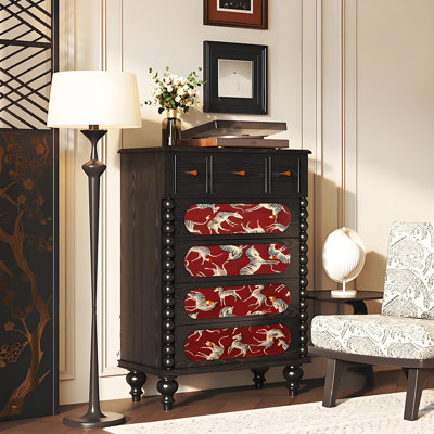 Commode en bois massif avec motif zébré