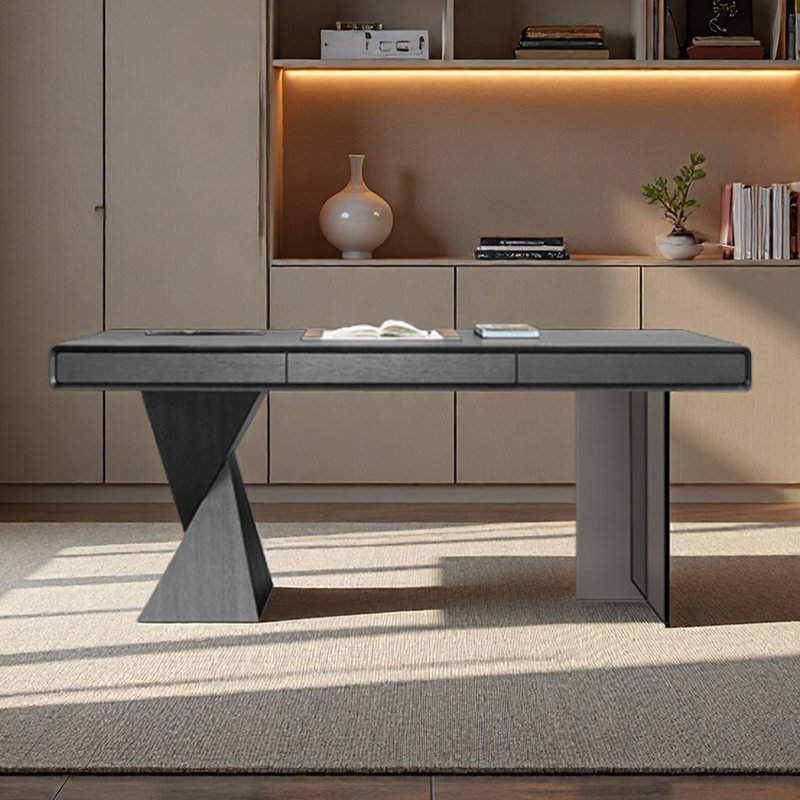Acrylic desk legs with smart power strip, 29.92" H x 70.87" W x 31.5" D, Black