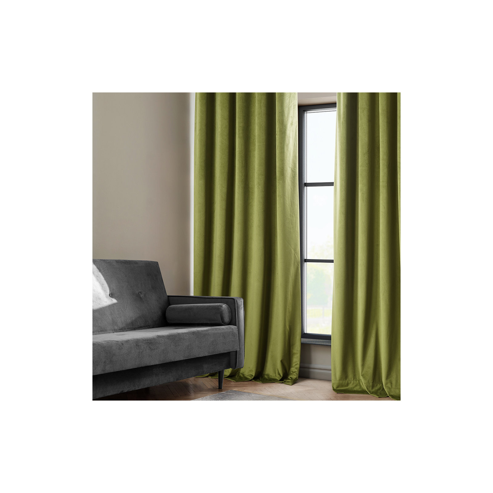 Matra Plush Velvet Curtains for Bedroom - Room Darkening Curtains for Living Room Window Single Panel, 50" W x 108" L