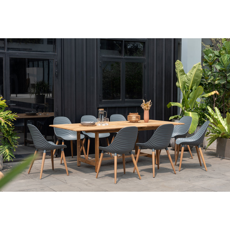 Anautica Outdoor Patio 9pc FSC Teak Wood Dining Set