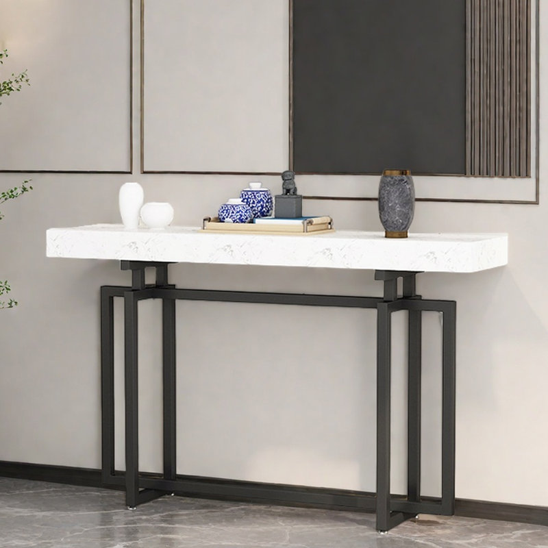 Console Nordic Minimalist, H 31,5 po x l 59,1 po x P 11,8 po, Blanc, Noir