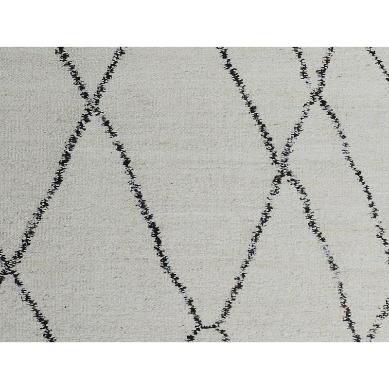 Nomad Hand Knotted Wool Geometric Area Rug, Rectangle 12' x 15', Black/White