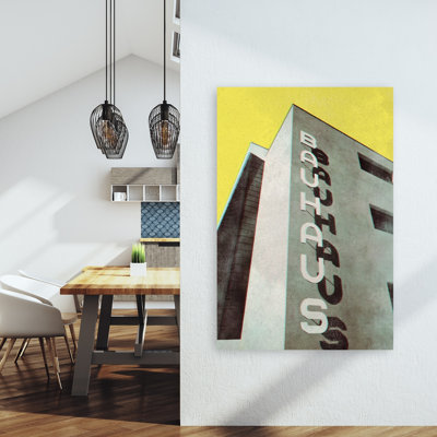 Bauhaus Building Shadows Abstract Colorful Geometric Architecture City Wall Art Print 1 Piece Wrapped Canvas Wall Art
