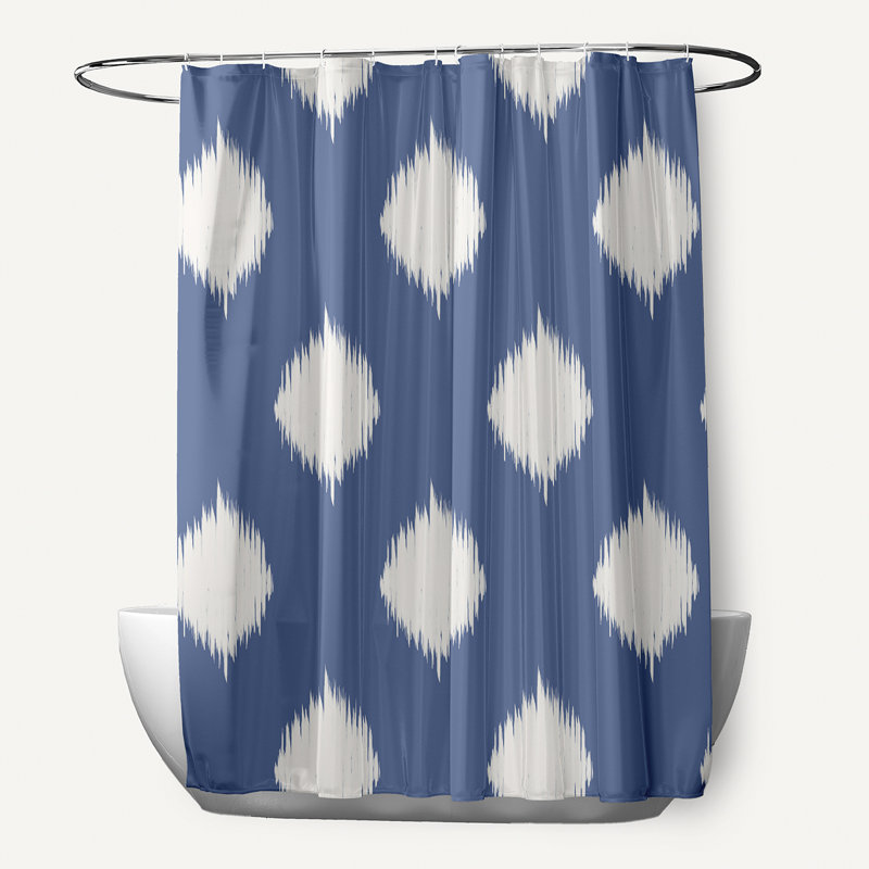 Rideau de douche simple géométrique Arlington, Bleu / Ivoire