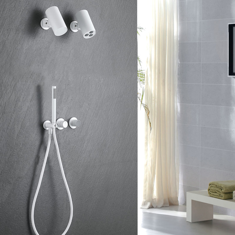 Système de douche mural à affichage numérique avec douchette à main Ensemble de robinet de douche à 2 poignées en laiton avec valve brute