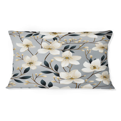 Minimalism Grey And Beige Flowers Pattern - Floral Printed Pillow