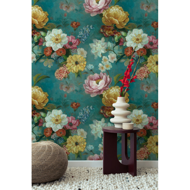Papier peint floral rétro vintage