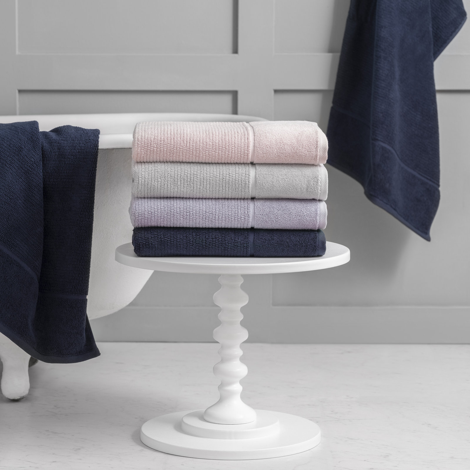 Adarryll 4-Piece Turkish Cotton Bath Towel Set, Silver