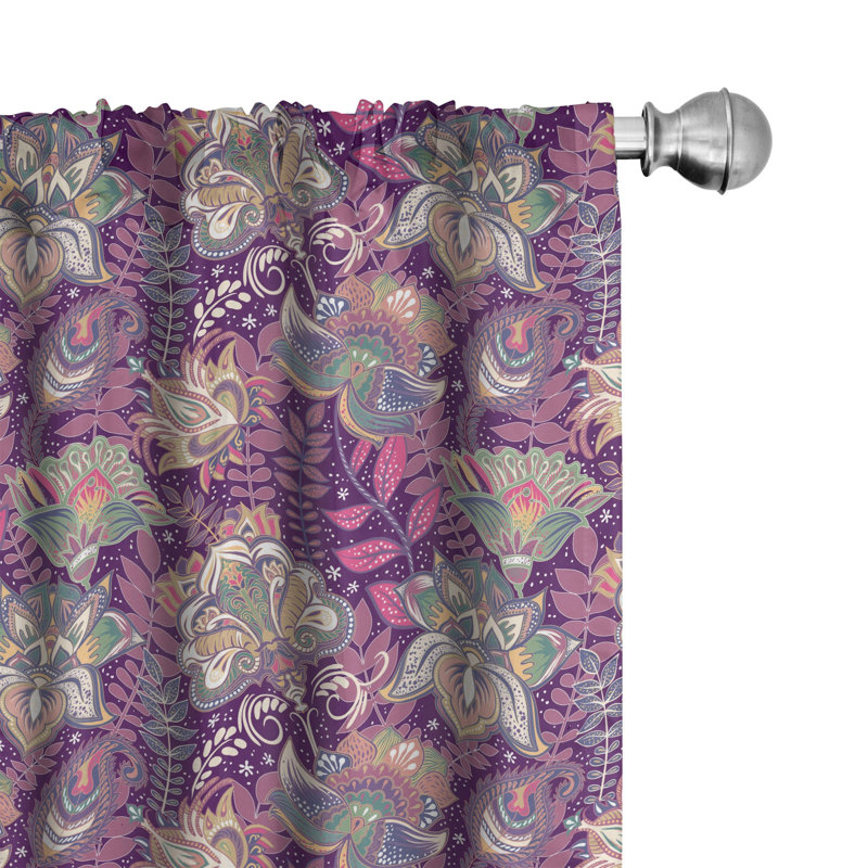 Floral Semi-Sheer Rod Pocket Curtain Panels, 28" x 84"