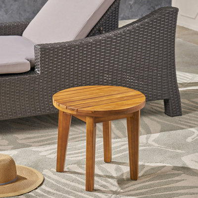 Table d'appoint d'extérieur en bois 16 po, finition, table rustique Vibe avec design, résistance aux intempéries