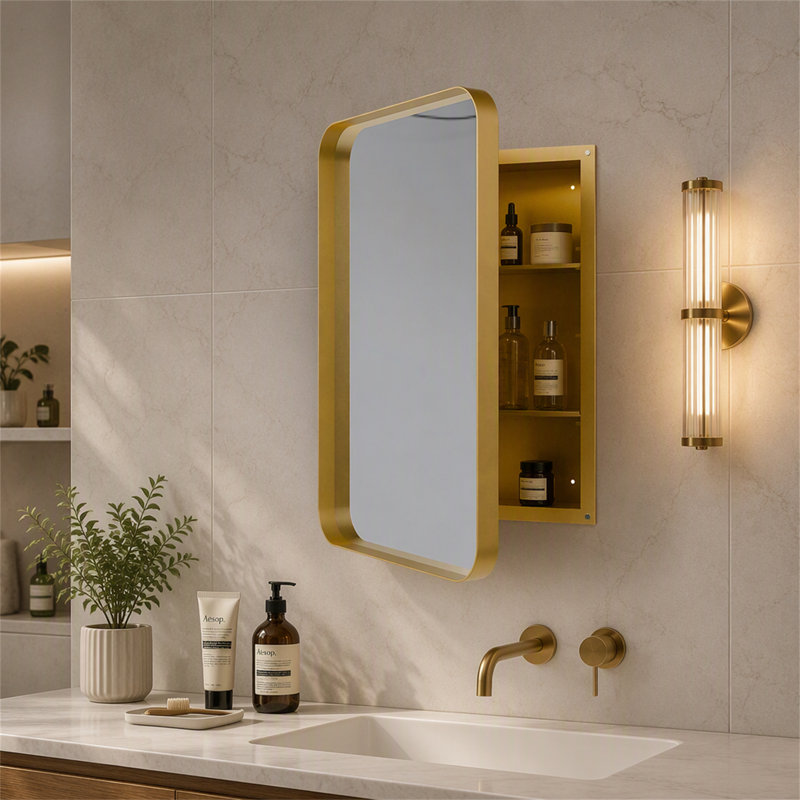 Armoire à pharmacie encastrée en métal 20 po x 30 po avec miroir et tablettes réglables