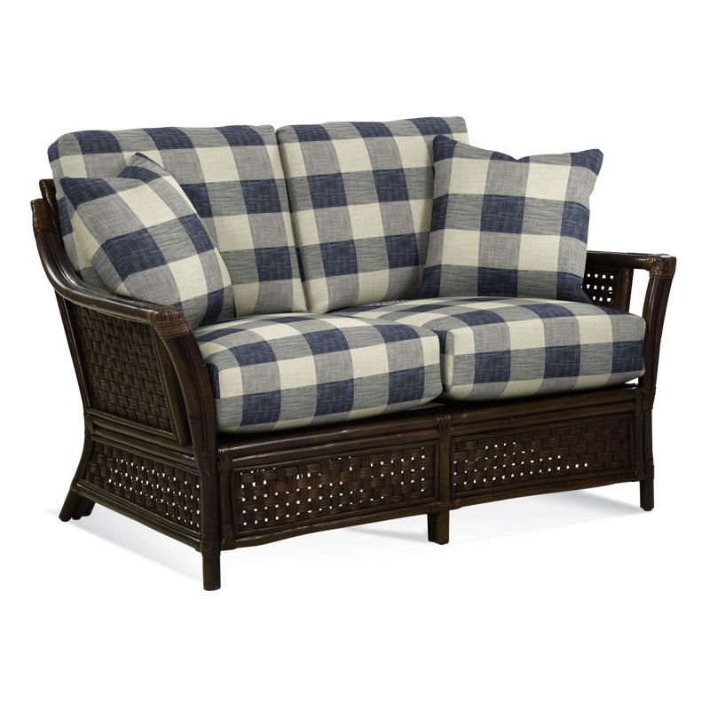 Boca Upholstered 55'' Loveseat, Blue Buffalo Check; , Mineral