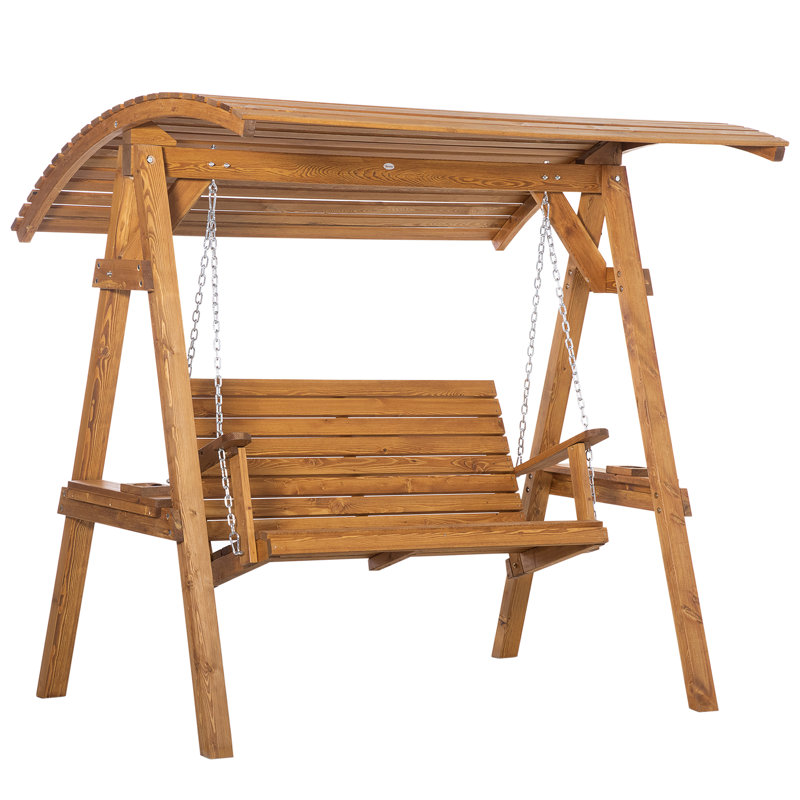 2 Person Pine Porch Swing with Canopy