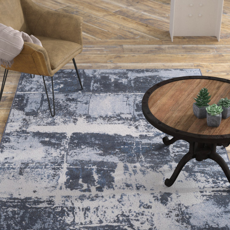 Tapis denim abstrait/gris zone Chamlee