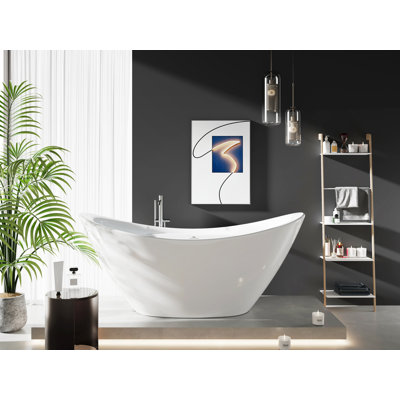 FerdY Boracay 67"" Acrylic Freestanding Bathtub, With Brushed Nickel Drain -  FerdY-02503-1700-BN