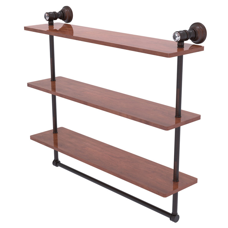 Étagère murale en bois massif 3 pièces Freyja, H 5,54 po x l 22 po x P 19,7 po, Bronze vénitien