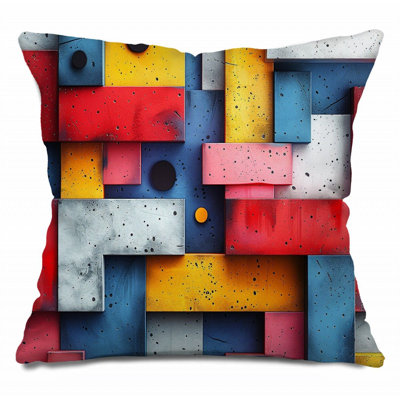 Coussin en blocs de coton à motif abstrait
