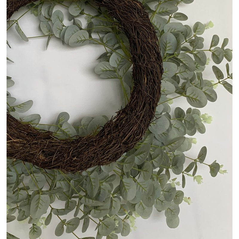 26'' Handcrafted Faux Eucalyptus Wreath, Light Green