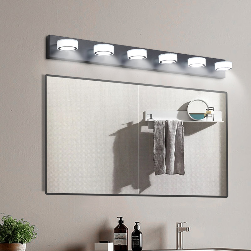 Lumières de meuble-lavabo à DEL modernes - noir, 6 luminaires, à intensité variable, à indice de rendu des couleurs élevé, rotatif, à économie d'énergie, à intensité variable, noir, élégant, simple et efficace