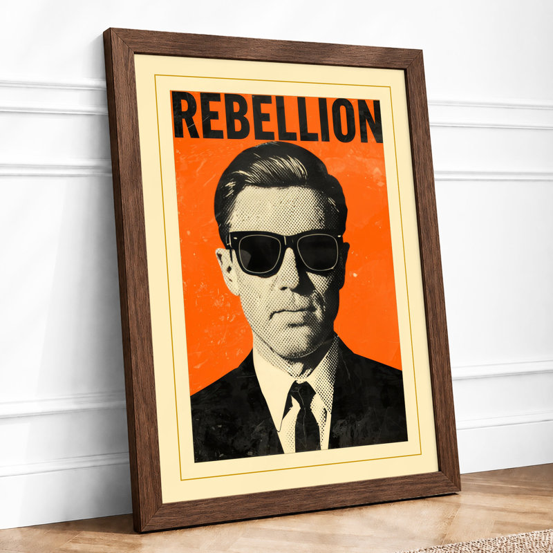Rebellion Statement Retro - Framed Print, A4 - 29.7 x 21.0 cm, Walnut